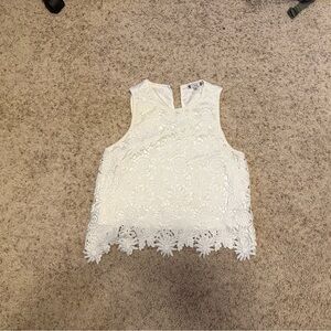 Iris White Embellished Cropped Tank Top